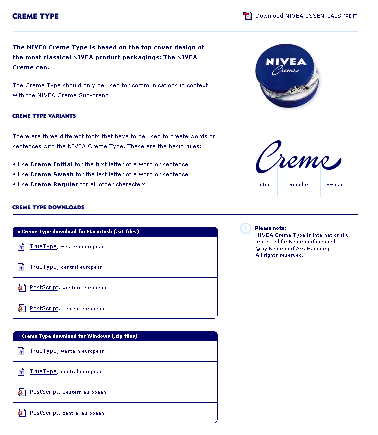 Creme Type Specifications