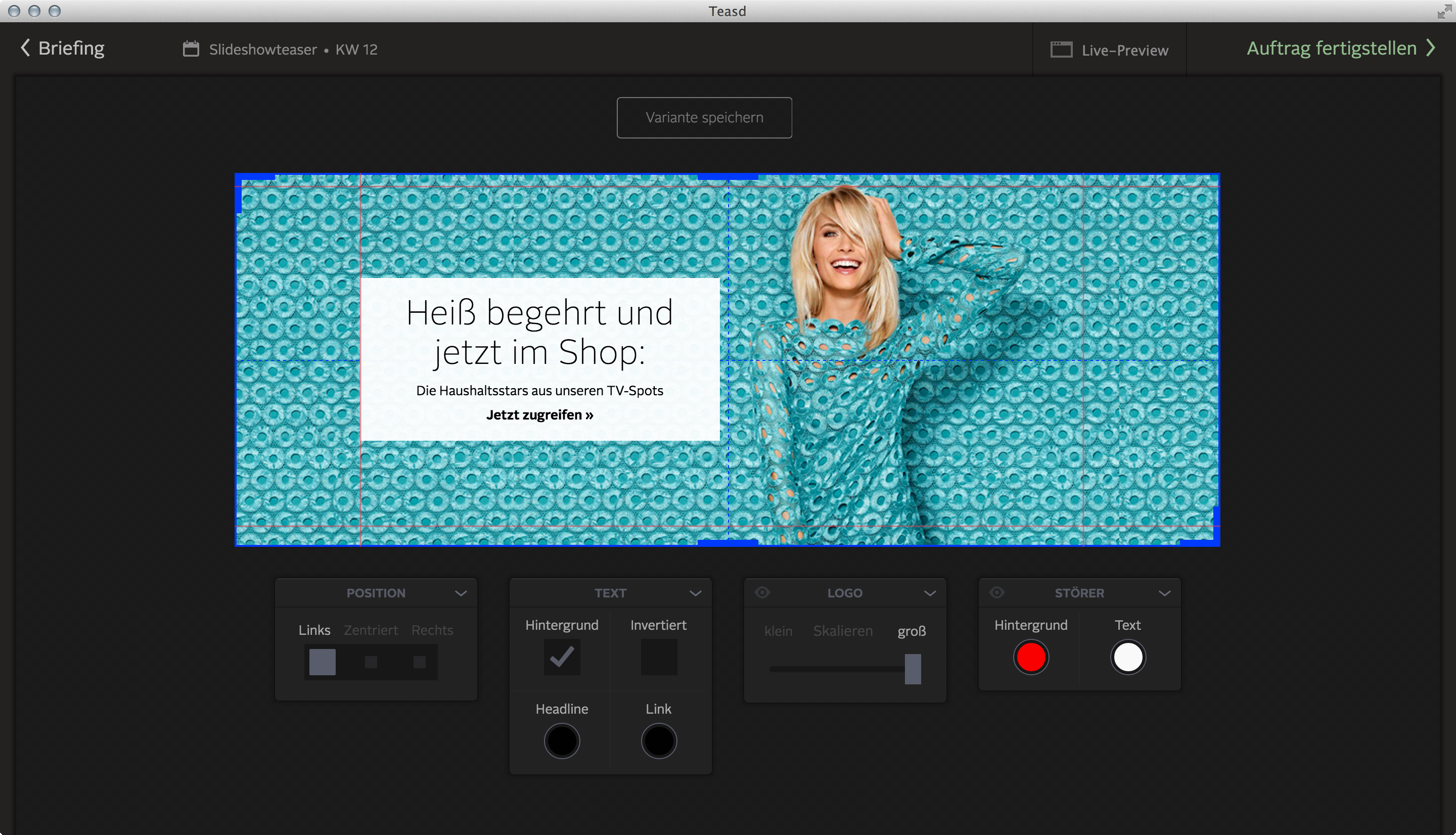 Teasd editor interface