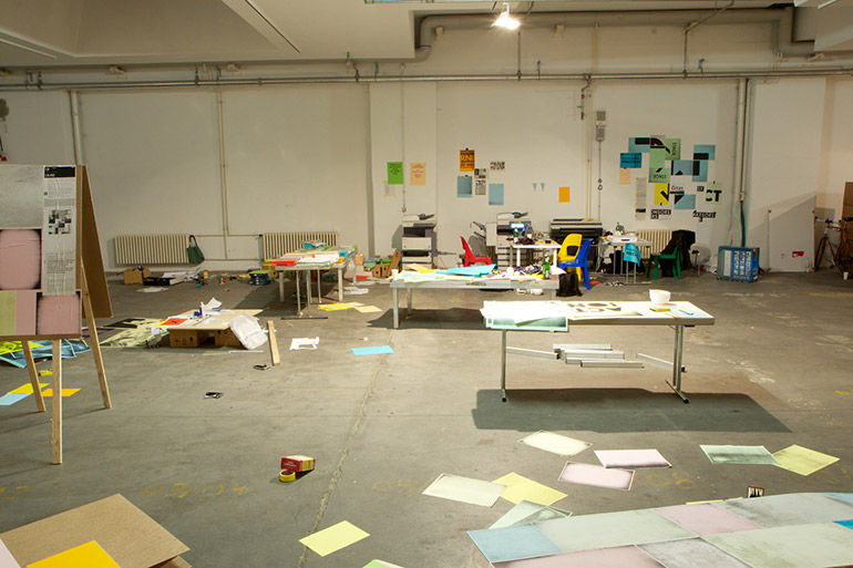 Our temporary workshop, including a very customer-unfriendly faux copy shop.